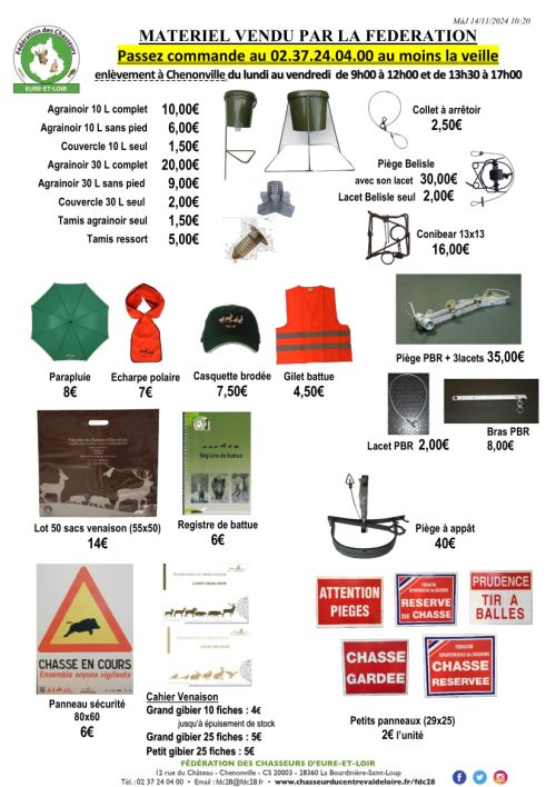 MATERIEL VENDU PAR LA FDC 28